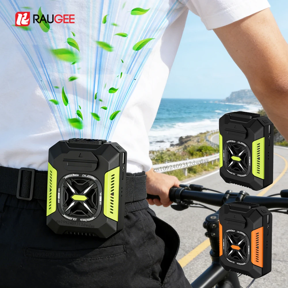 Ventilador de Cintura Portátil para Exteriores, Mini Ventilador de Cuello Colgante, Ventilador de Camisa con Clip, Ventilador Personal USB para Cinturón, Ventilador de Refrigeración de 5000 mAh con 3