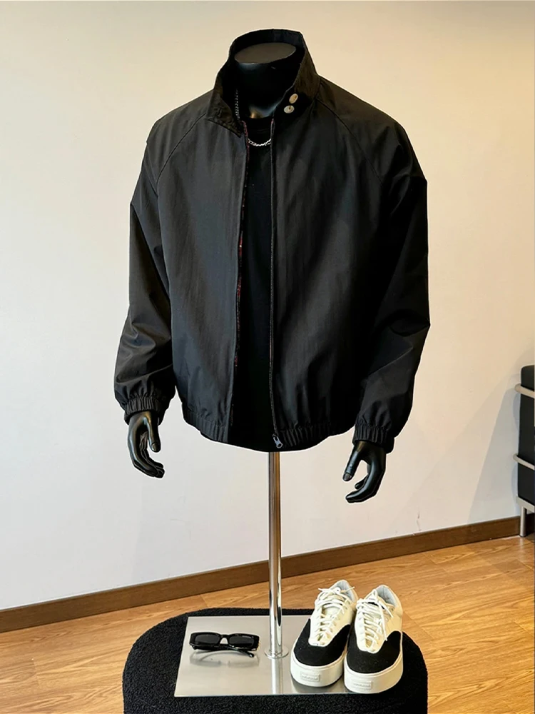 

Cleanfit Men's Jaet Outerwear Spring Autumn Workwear Trendy Harrington G9 Stand Collar Flight Baseball Coat Loose Fit Polye...