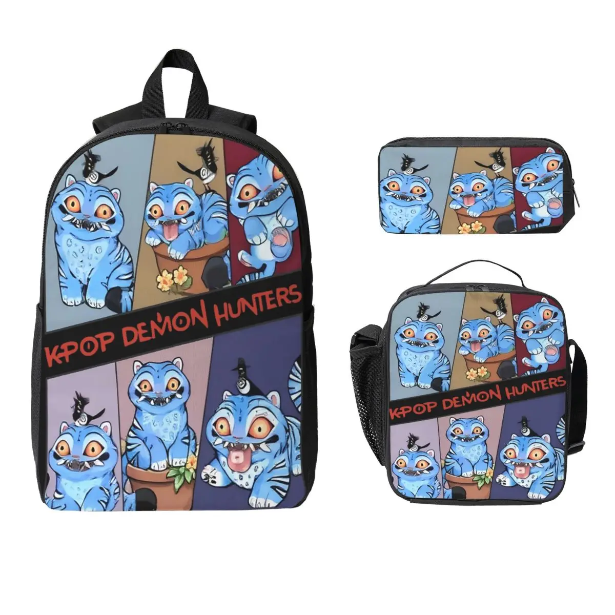 

Tiger Derpy Kpop Demon Hunters School bags Set for Kids Pencil Boxes Backpack Sets with Lunch Box For School Students Daypack