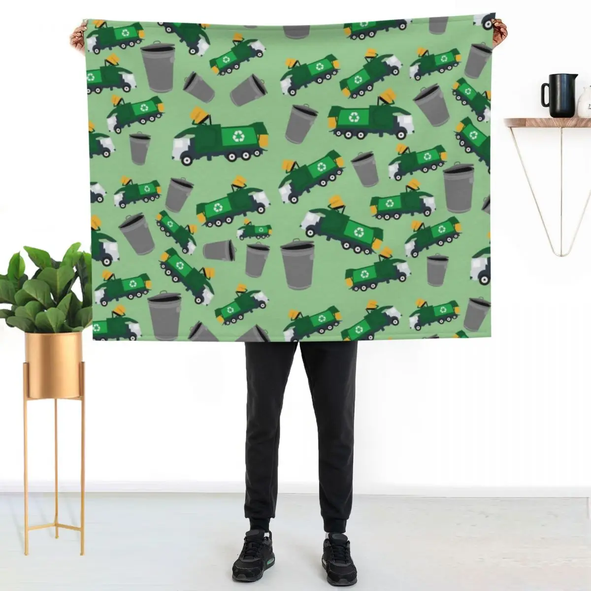 Recycling Garbage Truck Pattern Throw Blanket Beautifuls Plush for babies cosplay anime Sofa Winter beds Blankets