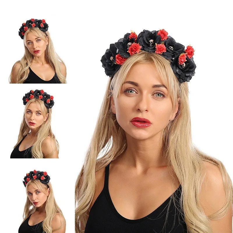 

Halloween Headbands Simulation Flower Head Buckle Halloween Party Festive Headband Foam Skull Horror Headwear Accessories