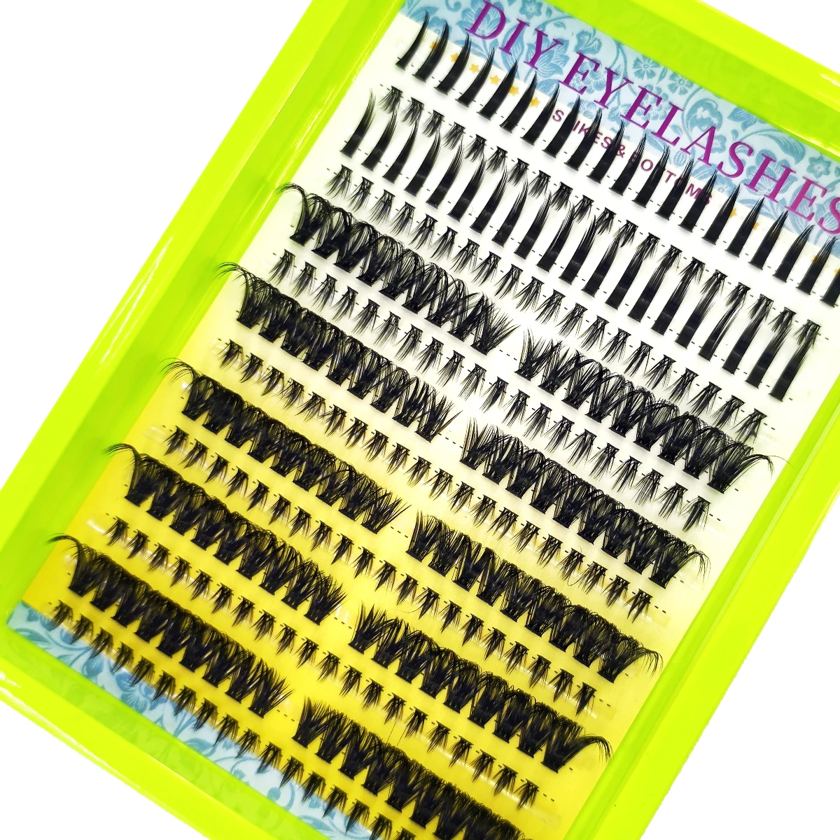 AMSDCN New 14rowsSpiky Cluster Lashes 60P-200P Mixed Tray Fluffy Individual Eyelashes Extension with Bottom Lashes Makeup