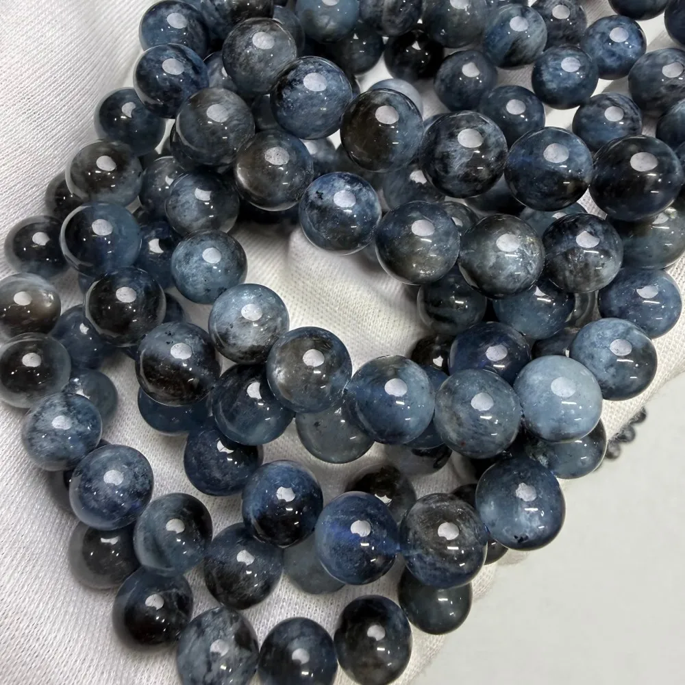 Meihan Natural TOP Black Explosion Flash Aquamarin-Armband mit runden Perlen für die Herstellung von edlem Schmuck als Geschenk – Detail 6