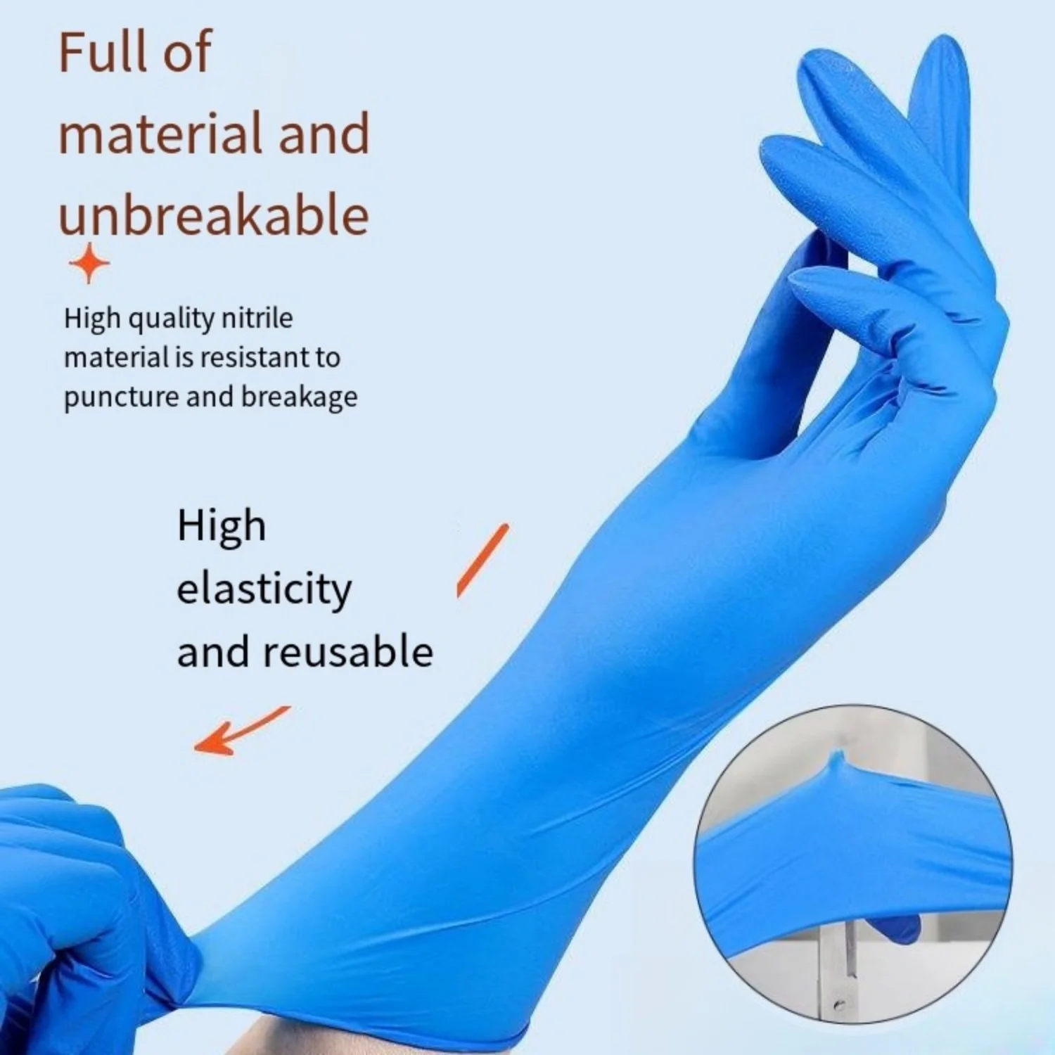 100PCS Blue Disposable Nitrile Gloves - Oil-Resistant, Food Grade for Food Service & Tattooing, Unisex, Full Size Range