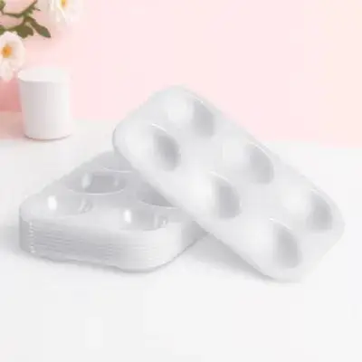 

12Pcs Plastic Paint Palettes White 6 Compartments Rectangular Watercolor Tray for Small Projects Art Lessons Paint Palettes