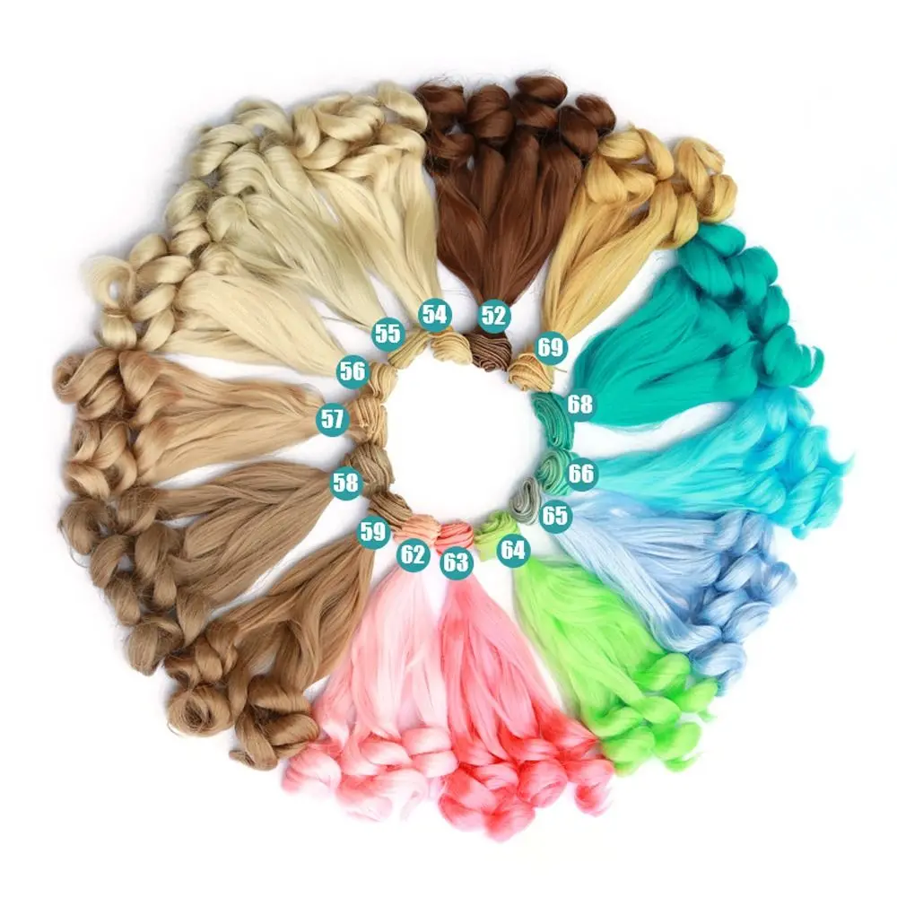 2024年 20*100CM BJDウィッグ 耐熱ファイバー DIY 1/3 1/4 1/6 SD/BJDヘア ソリッドカラー カールウィッグ