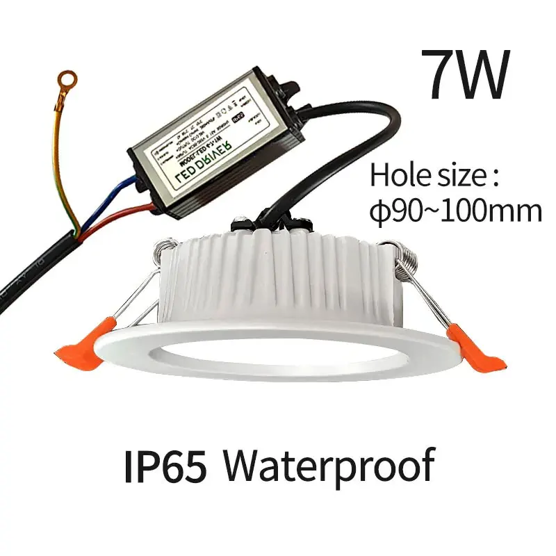 ไฟดาวน์ไลท์กันน้ำ LED กลางแจ้ง IP65 3W 5W 7W85-265V สำหรับห้องน้ำห้องครัวระเบียงประตูโคมไฟพิเศษติดเพดาน