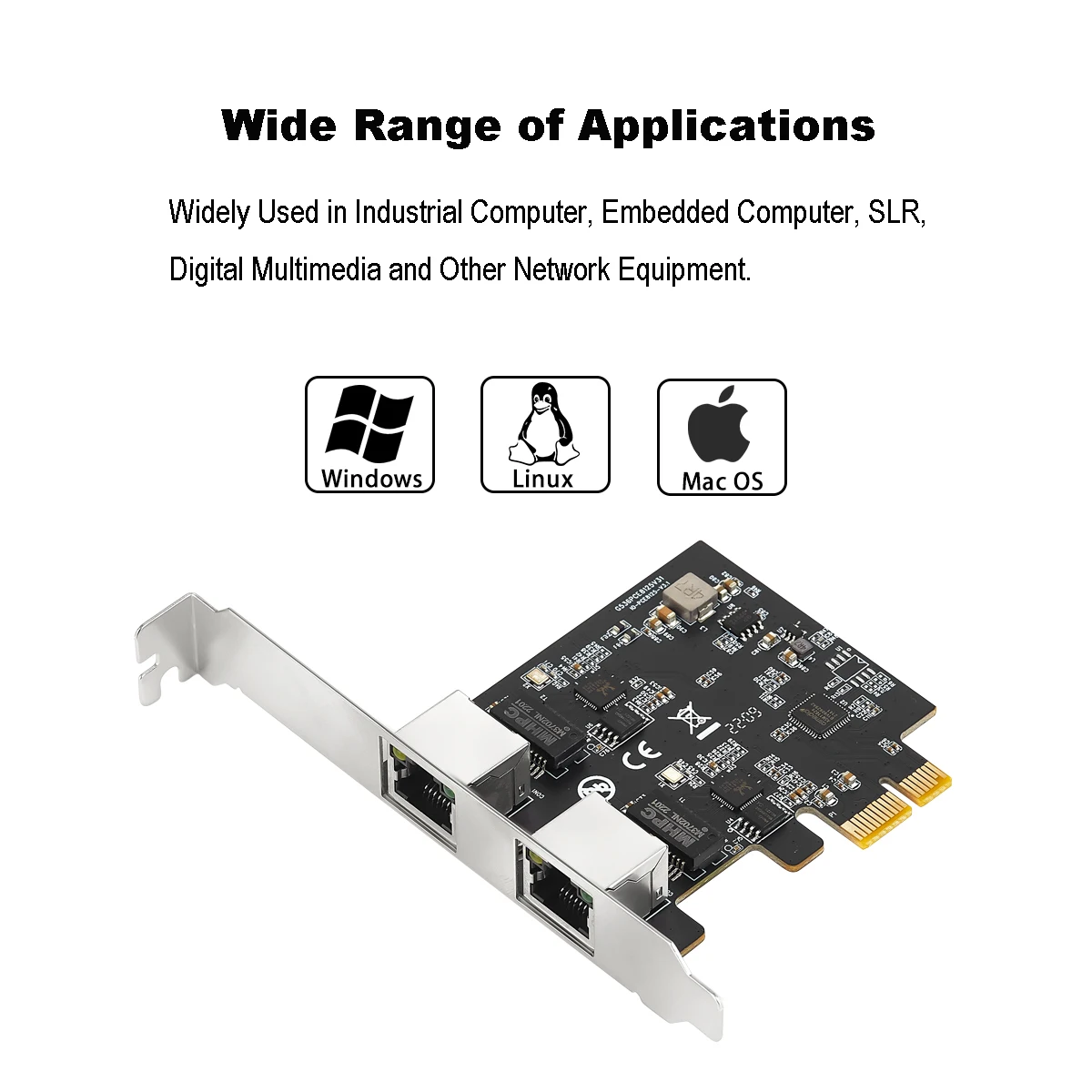 IOCREST 2.5GBase-T Gigabit Network Adapter with 2 Ports 2500Mbps PCIe 2.5gb Ethernet Card RJ45 LAN Controller Card