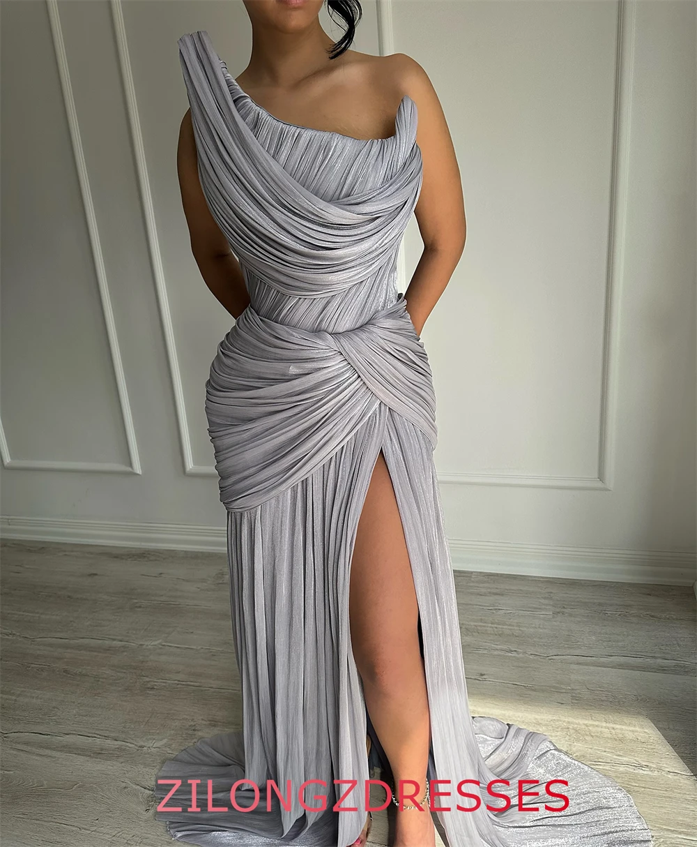 

Customized Luxury Satin Evening Dress Exquisite Strapless Sleeveless Homecoming Dresses Fashion Court Train Celebrity Gowns