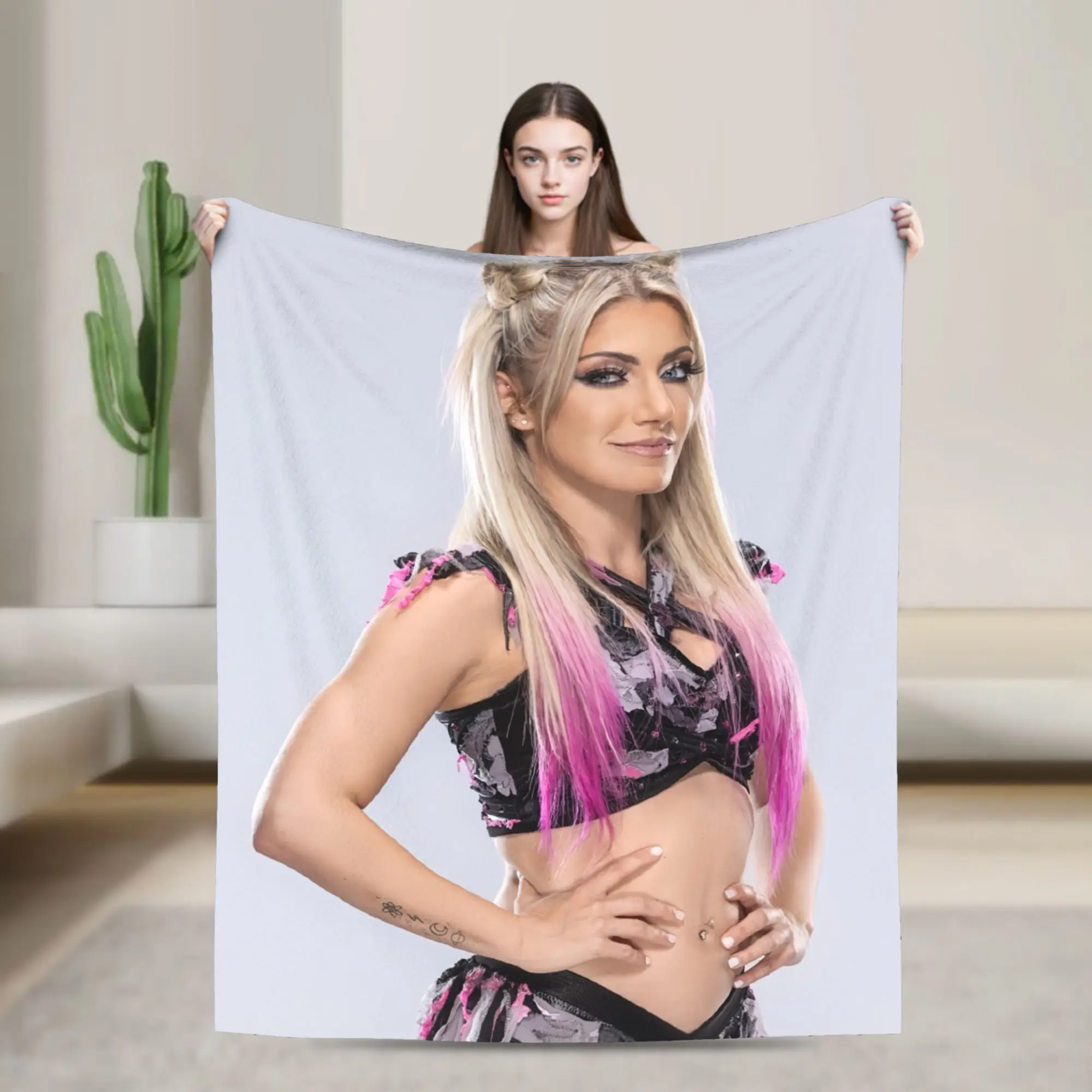 Super Soft A-Alexa Bliss Throw Blanket Premium Flannel Fleece Lightweight Wrestler  Bed Blanket Fuzzy Plush Blankets All Season