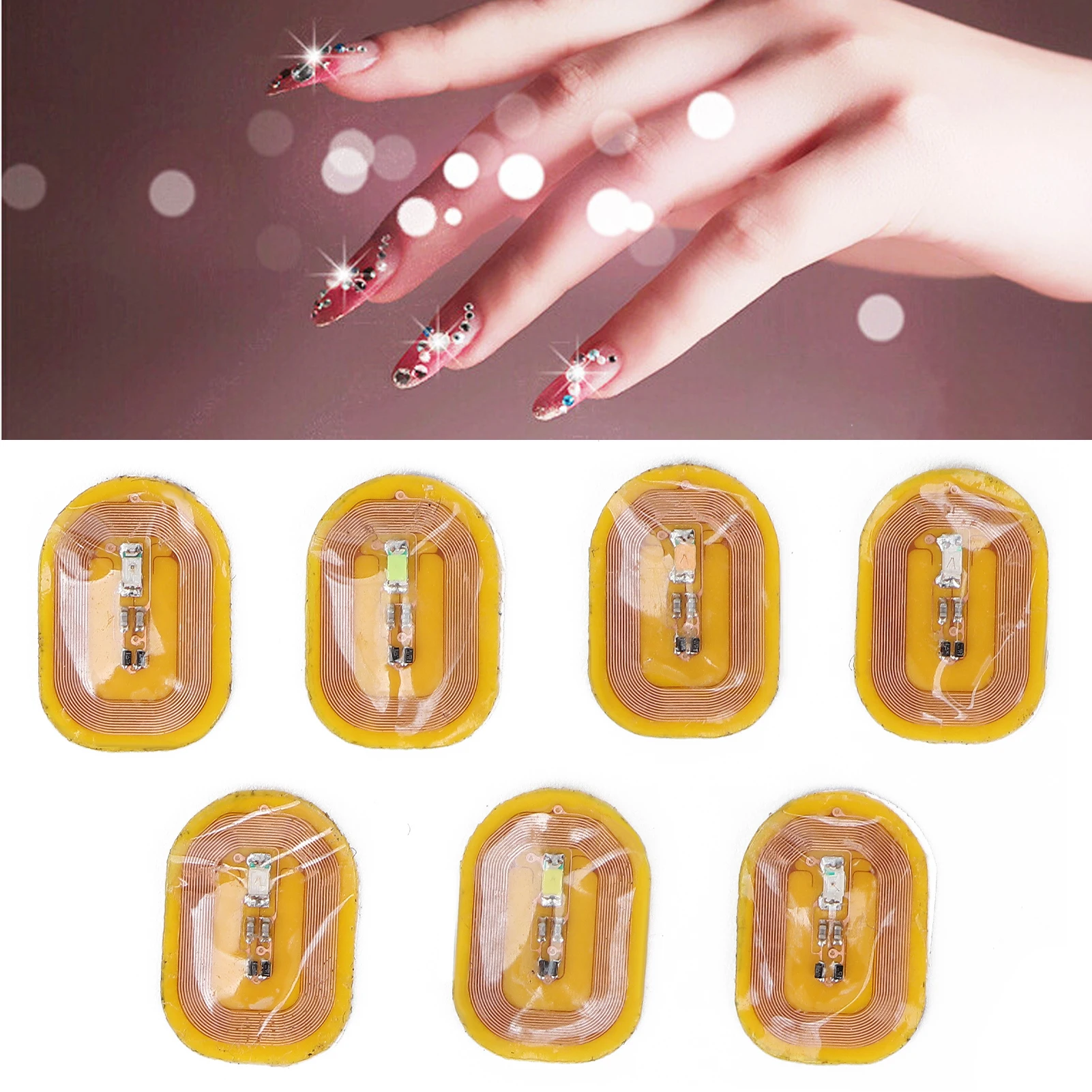 NFC Lighting Nail Art Stickers Different Colors Self Adhesive Intelligent Nail Stickers NFC Nail Art Tips NFC Nail Sticker