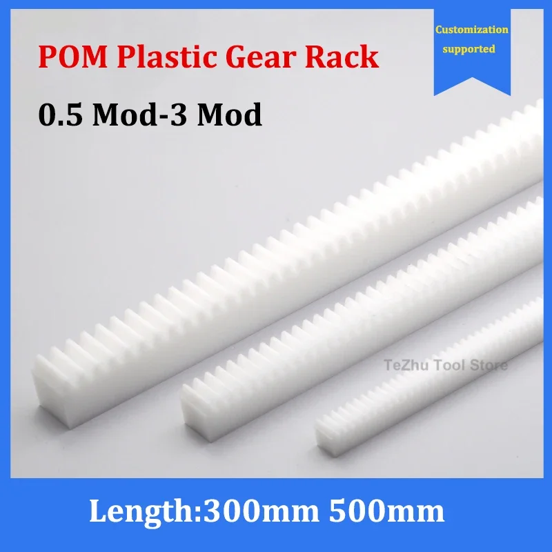 1pc White POM Plastic Gear Rack Guide 0.5-3 Mod Transmission Rack Length 300/500mm DIY Model Makeing Drive Materials Accessories