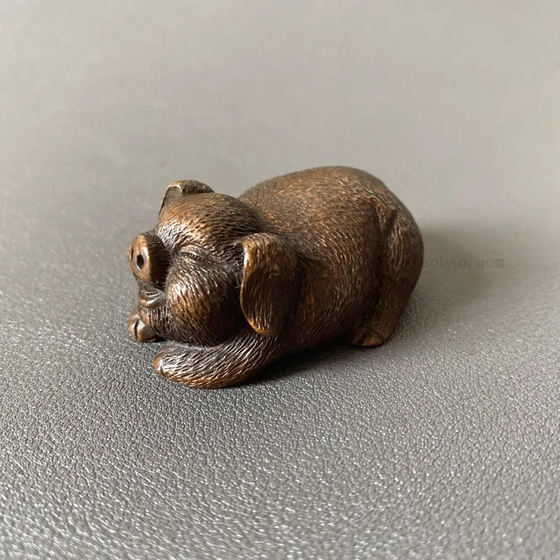 

Solid Zodiac Pig Smile Pig Ornaments Tea Ornaments Tea Ceremony Study Pressure Paper Pig Paperweight Decoration Copper Home Offi