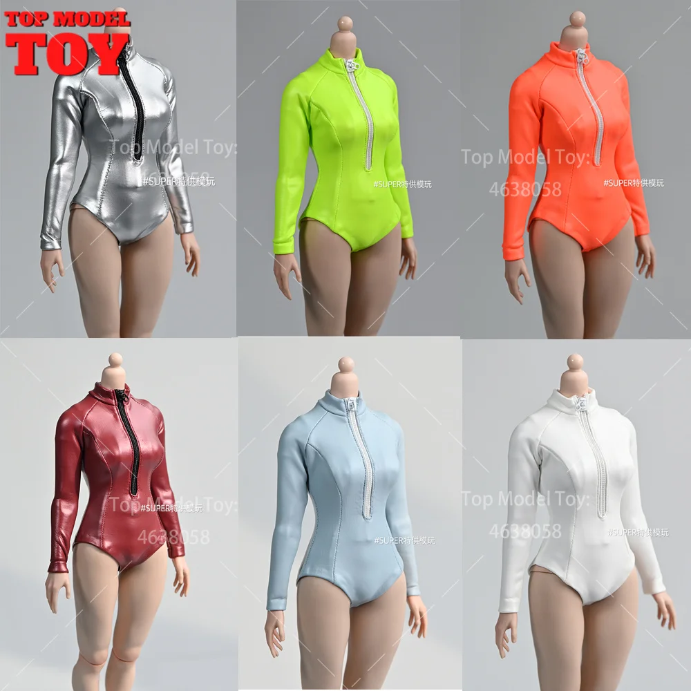 1/6 Scale Long Sleeved Diving Suit Half Body Swimsuit Clothes Model Fit 12