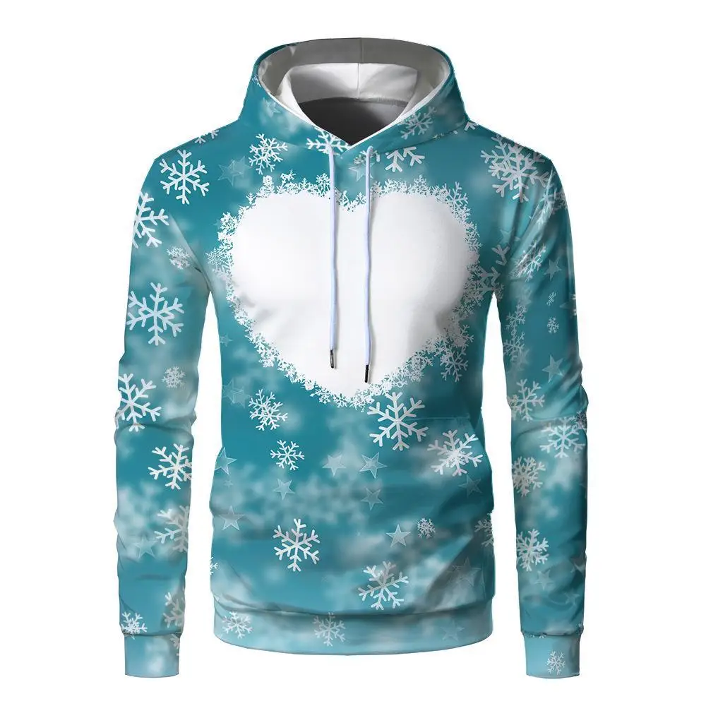 Sublimation Bleached Blank Hoodies 3D Tie Dye Hoodies Pullover Long Sleeve Christmas Clothes Heat Transfer Blank Sweatshirt