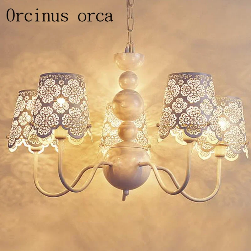 European pastoral crystal creative restaurant lamp American hollow bedroom lamp