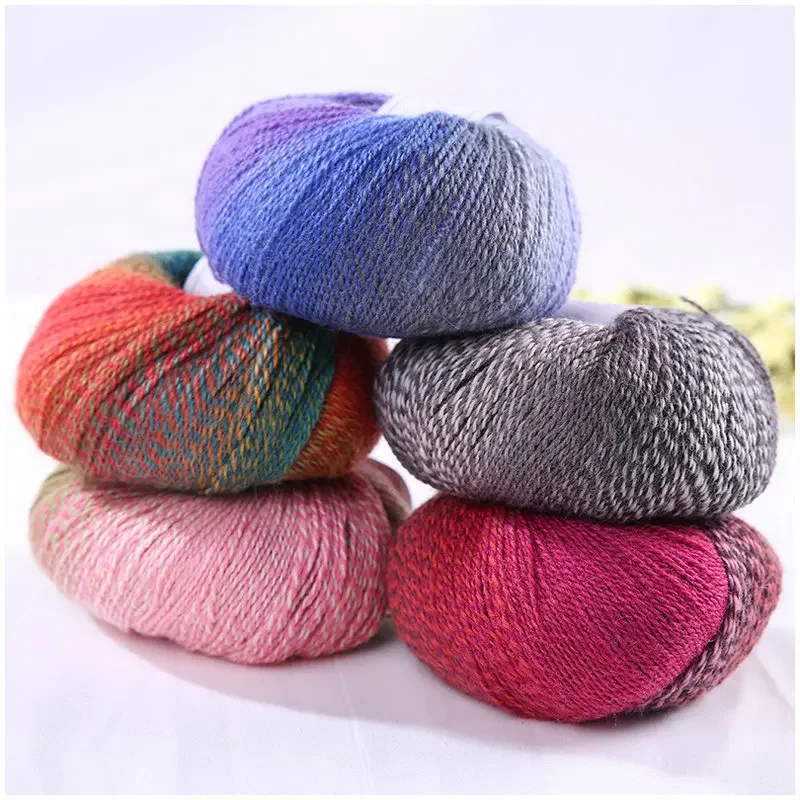 50g Rainbow Line Gradient Color Medium Fine Lady Shawl Section Dyeing Line Color Scarf Cloak Coat Crochet Line Wool Line