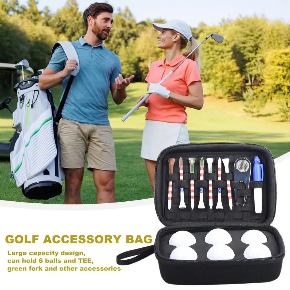 

Golf Accessory Bag Golfer's Essential Accessories Case 6 Balls Tees Repair Divot Tools Hat Clip Ball Marker Eva Hard for Golf