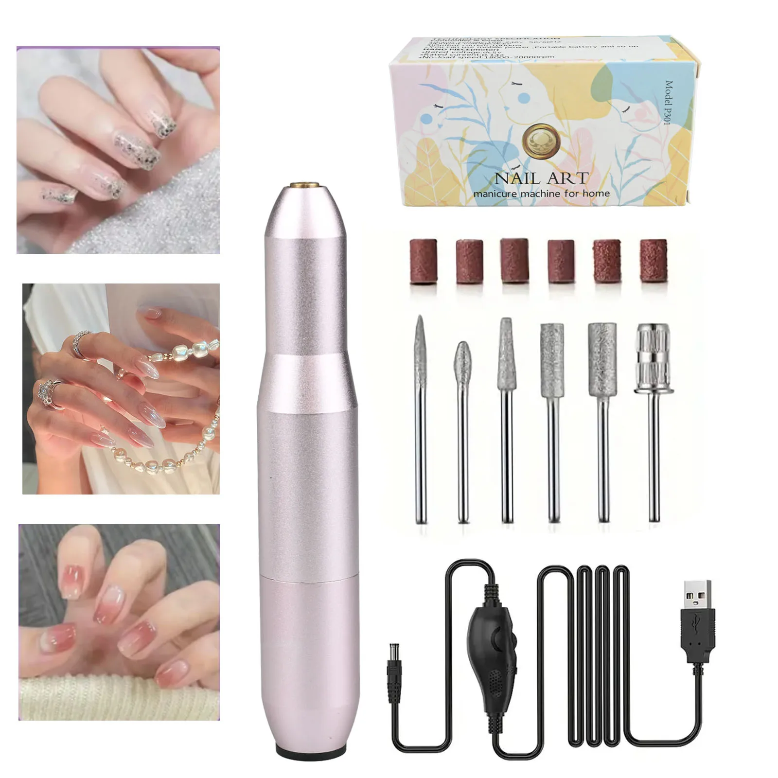 EADY Taladro para uñas 25000 RPM, control de velocidad de la rueda, rotación hacia adelante/atrás, lima de uñas eléctrica profesional, pulidor de gel acrílico,