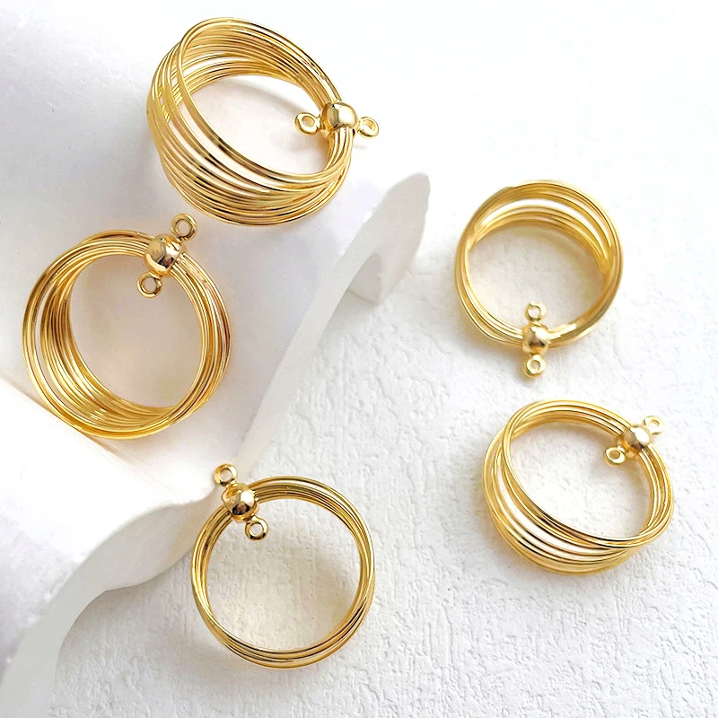 3 pieces  Gold Plated Layered Circular Pendant  DIY Handmade Jewelry Charm Necklace Bracelet Earwear Accessories Materials