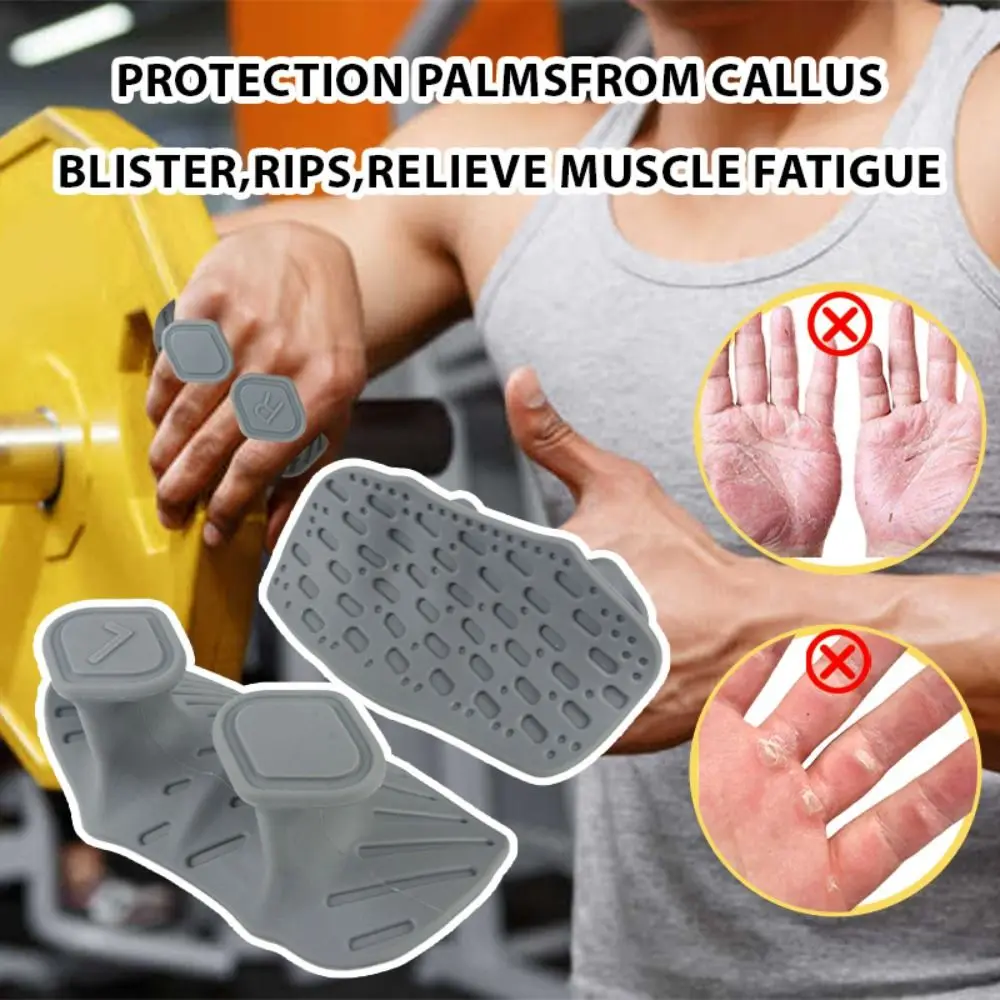 

1 Pair Ergonomic Weight Lifting Grips Elastic Anti-slip Workout Gym Gloves Silicone Thicken Silicone Palm Grips Weightlifting