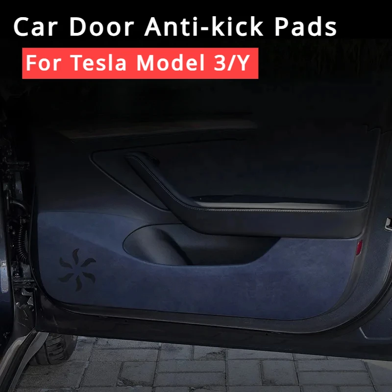 

Car Door Anti Kick Protection Pad Panel for Tesla Model 3 Model Y Suede Auto Doors Anti-Dirty Trim Stickers for Tesla Model 3/Y