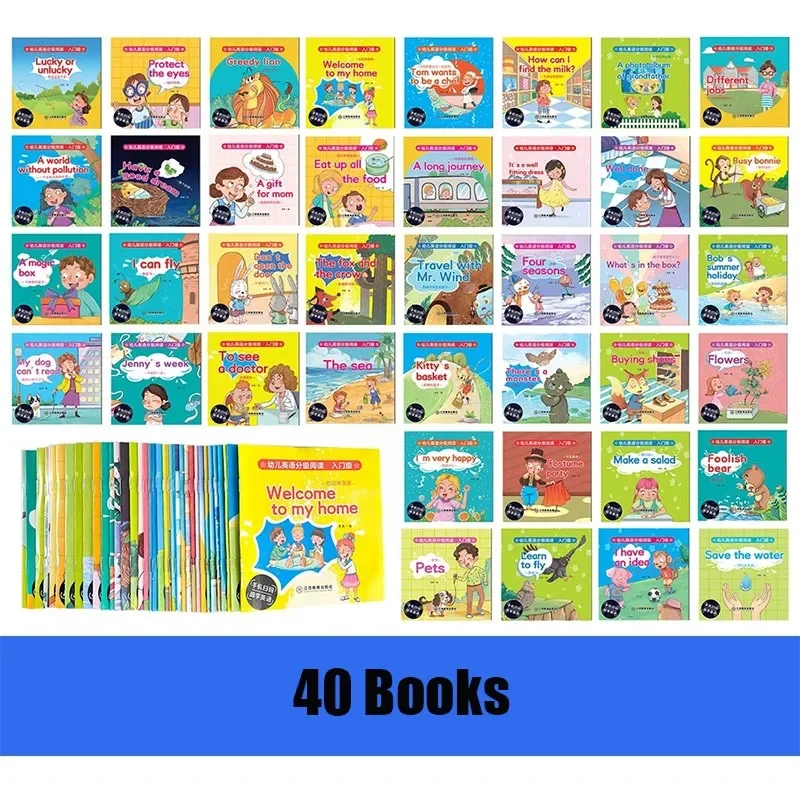 40 Book/set Children's English Early Learning Picture Book Storybook Enlightenment Cognitive Tale Bedtime Story Read with Video