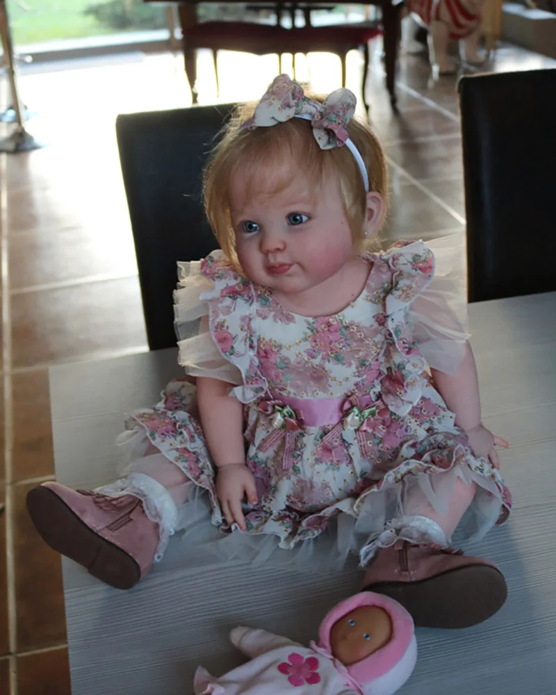 28 inch emmeline enorme grootte herboren pop kit onvoltooide ongeverfde DIY-onderdelen met lichaam en willekeurige ogen connector inbegrepen