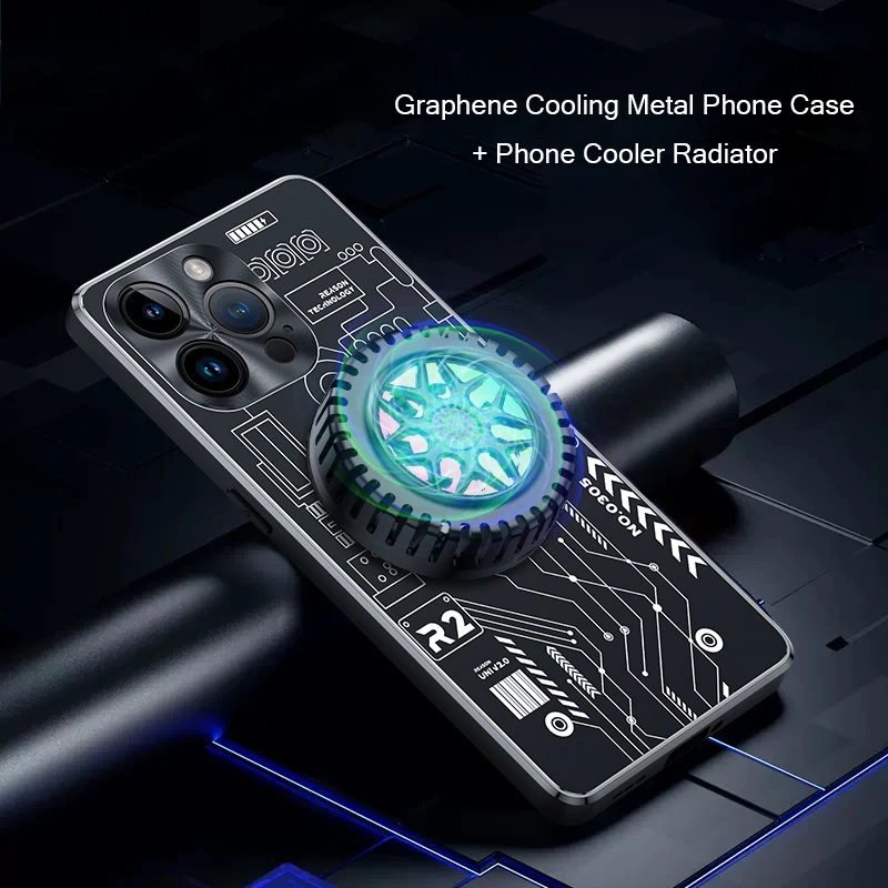 Graphene Cooling Phone Case for iphone 15 14 13 12 11 Pro Max Case Phone Cooler Cooling Radiator Heat Dissipation Metal Cover