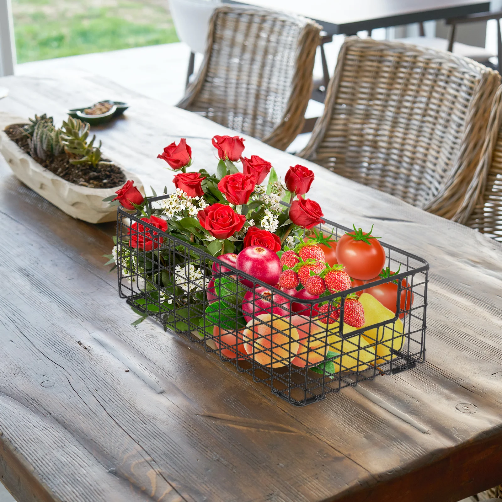 

1Pcs Fruit Storage Basket Kitchen Mesh Draining Snacks Organizer Household Storage Container Decorative Basket