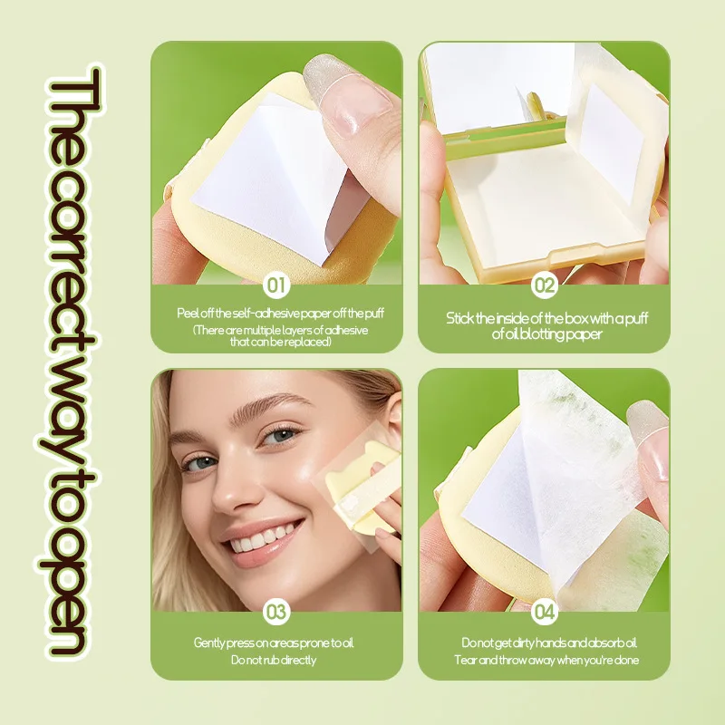 Paquet de 100 papiers buvards pour le visage, contrôle de l'huile, avec éponge de maquillage, distributeur Pop-up Portable, pour éliminer la brillance et réparer le maquillage