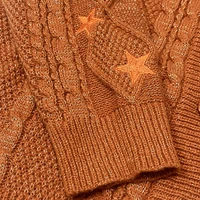 Glittery TS Cardigan Women Orange Chunky Knit Sweater with Star Embroidery Gold Thread Showgirl Cardigan Tay Cardi TLOAS - Image 5