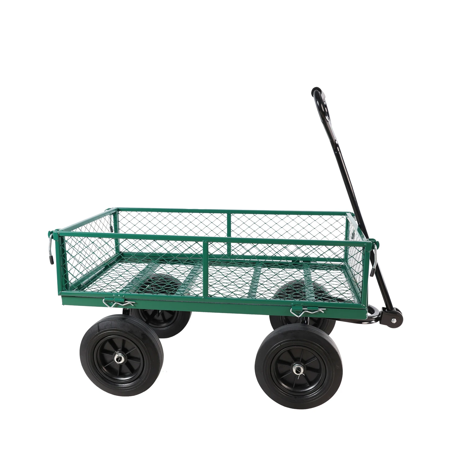 Green Solid Wheels Toolbox Wagon Cart - Lightweight and durable garden cart trucks for easy firewood transport.