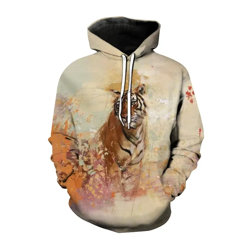 New Year Tiger Hoodies Men's Y2k Sport 3D Printing Tops Loose Sweatshirt Long Sleeve Pullover Sweaters Clothes For Men Clothing