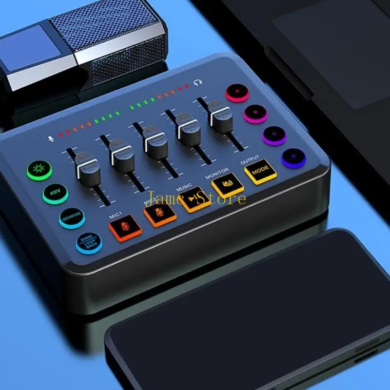 

LX0B F9 Live Sound Card Беспроводной звуковой микшер Беспроводная поддержка для любителей песен K Изменение голоса в различных