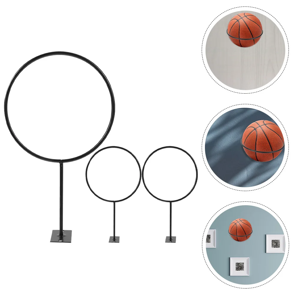 3 Pcs Football Display Stand Basketball Storage Holder Sports Balls Wall-mounted Rack Iron Child Basketballs