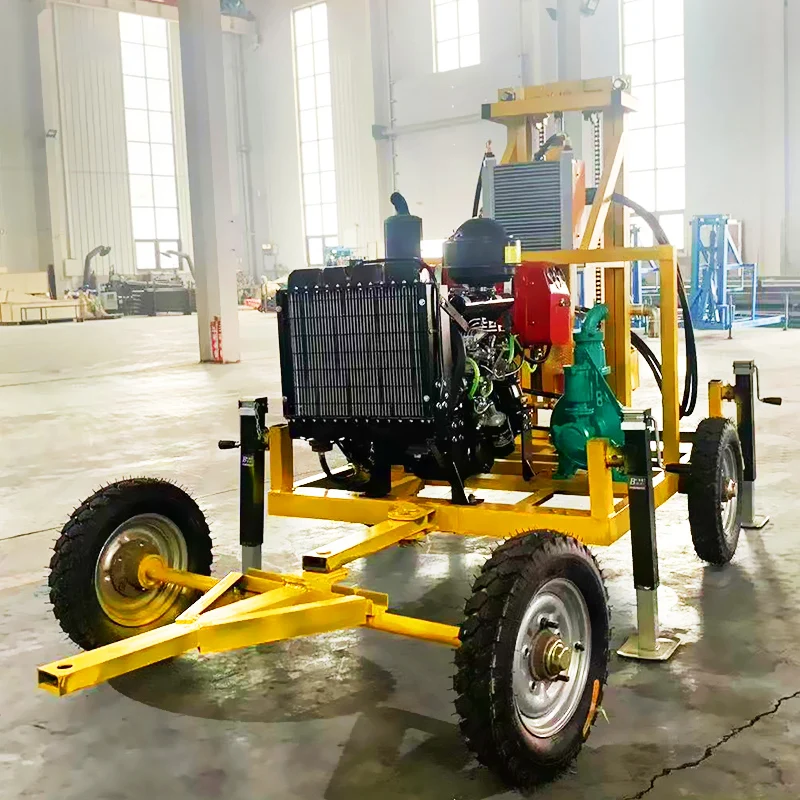 تخصيص 4 اسطوانة 60HP محرك حفر الآبار الهيدروليكية آلة حفر المياه بئر حفر آبار المياه 200 متر 300 متر