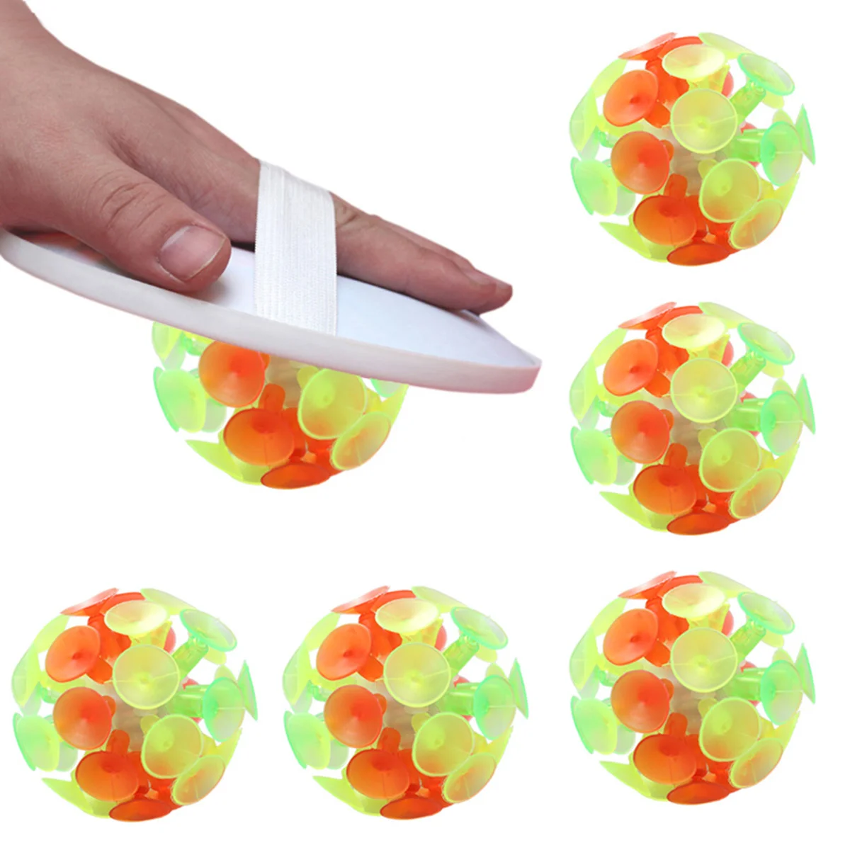 9pcs Children's Suction Ball Toys Glowing Parent-child Interaction Sucker Ball Kids Plaything Party Toy for Boys and Girls