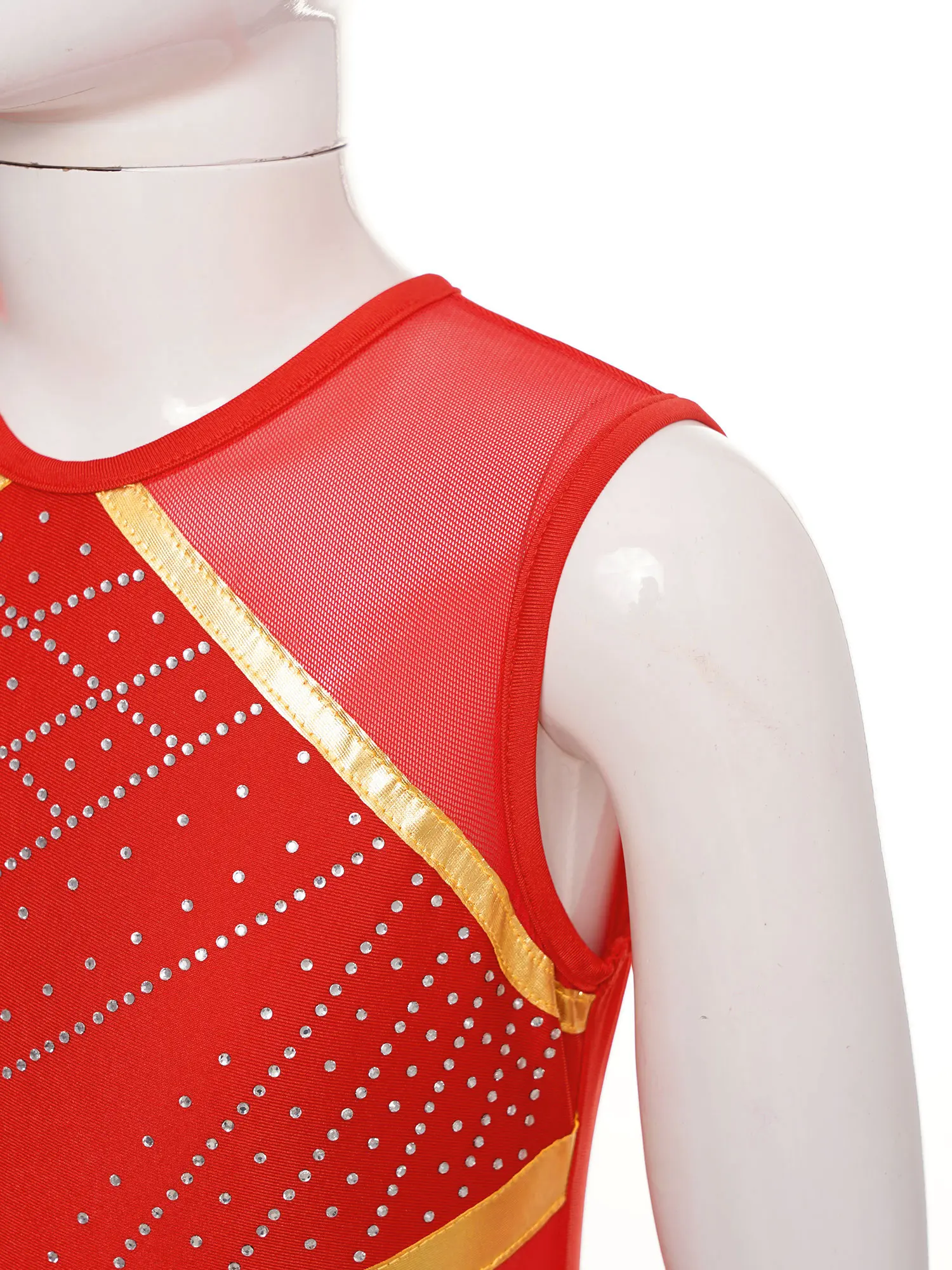 Kid Girl Ballet Dance Leotard Sports Gymnastics Workout Figure Skating Bodysuit Sleeveless Rhinestone Ballerina Training Costume