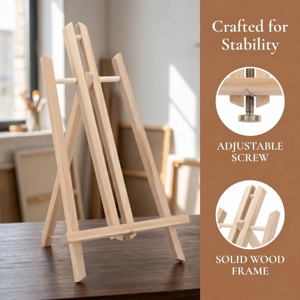Easy Assembly 40cm Wood Easels Trapezoid Lightweight Wood Display Easel Multi-purpose Wood Desk Easel Artwork Display