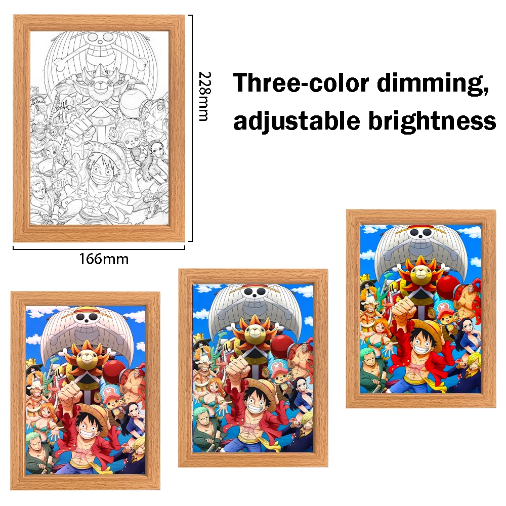 LEDAnime الشكل قطعة واحدة ضوء اللوحة إطار الصورة زورو لوفي Led ضوء الليل عيد ميلاد ديكور غرفة نوم هدايا عيد الميلاد مصباح قمري