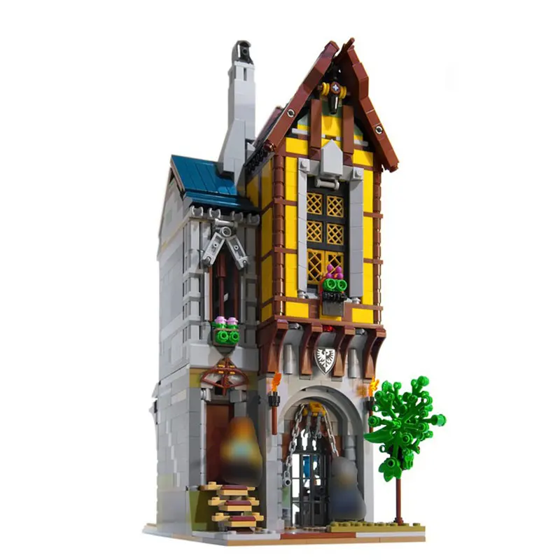 MOC-93395 blocos medievais smithy blocos de construção montam pequenas partículas tijolo arquitetura montagem criativa construção