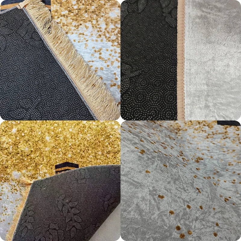 PYJ Carpet Living Room Prayer Thickened Prayer Gold Diamond Fleece Floor Mat Square Notice Print Thick Mat