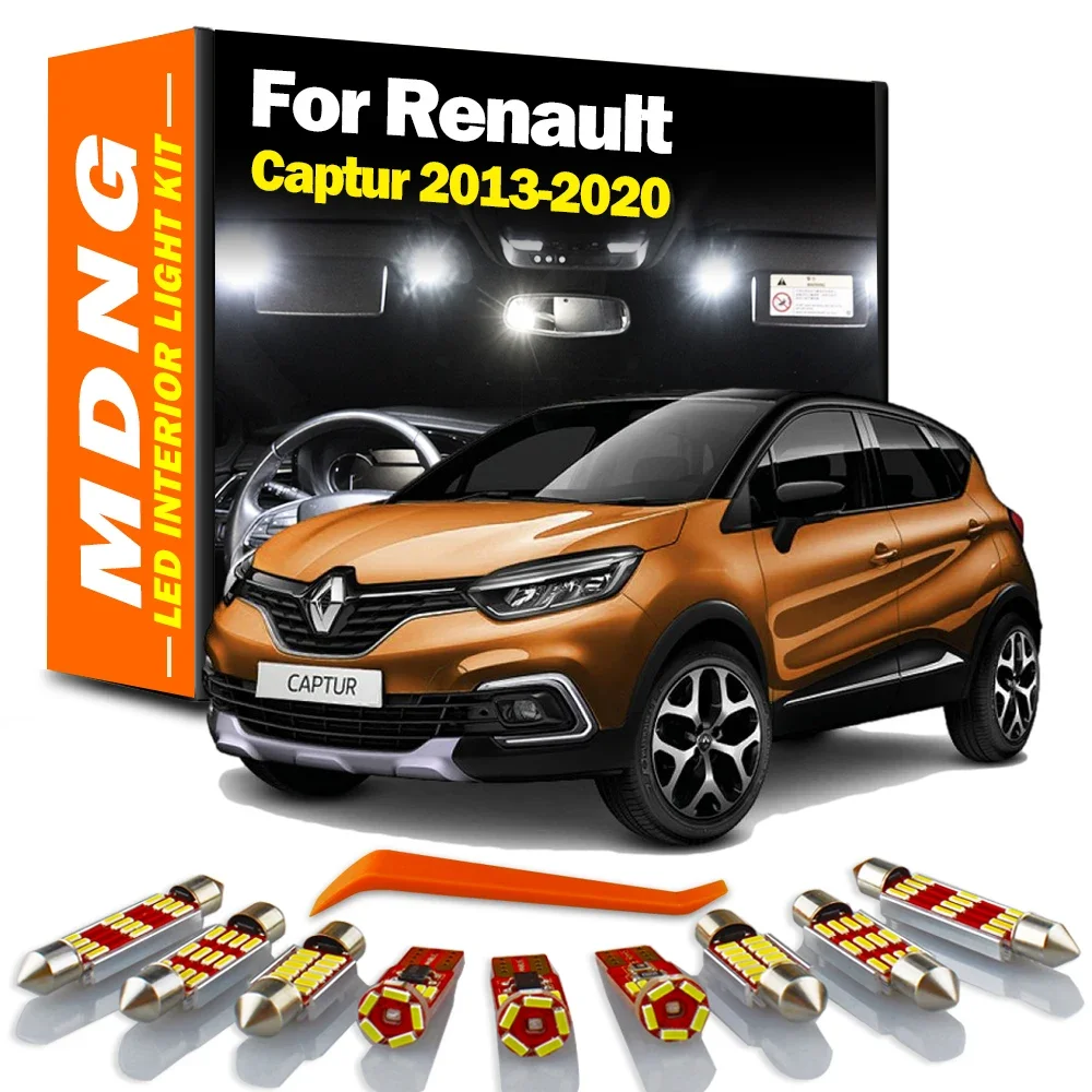 MDNG 9Pcs Canbus LED Interior Dome Light Kit For Renault Captur 2013 2014 2015 2016 2017 2018 2019 2020 No Error Car Accessories