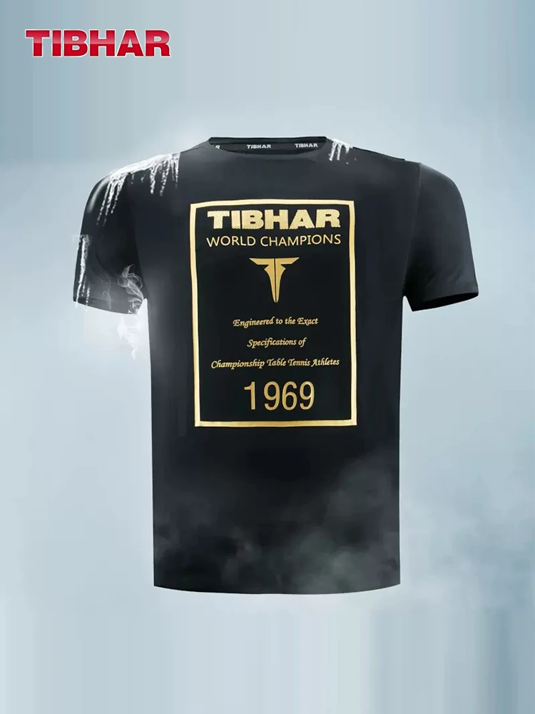 Autentyczny Tibhar 1969 odzież tenisowa stołowy dla mężczyzn damski t-Shirt koszula z krótkim rękawem Ping Pong koszulki sportowe