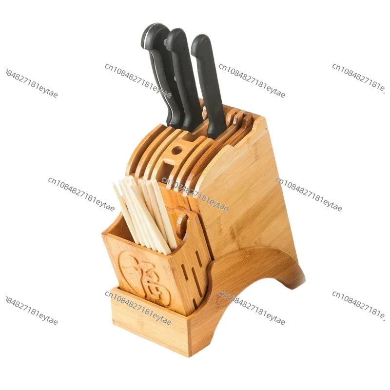 

Wood Kitchen Knife Holder Bamboo Scissors Chopsticks Gadget Storage Shelf Rack Knife Block Stand Organizer Accessories