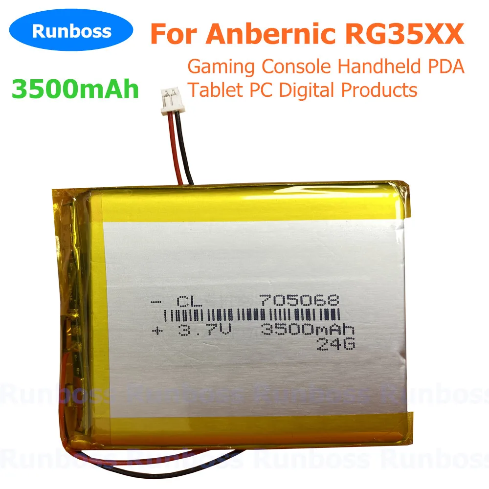 3.7V 3500mAh705068 Bateria litowo-polimerowa 1,25 mm do konsoli do gier Anbernic RG35XX Ręczny PDA Tablet PC Produkty cyfrowe