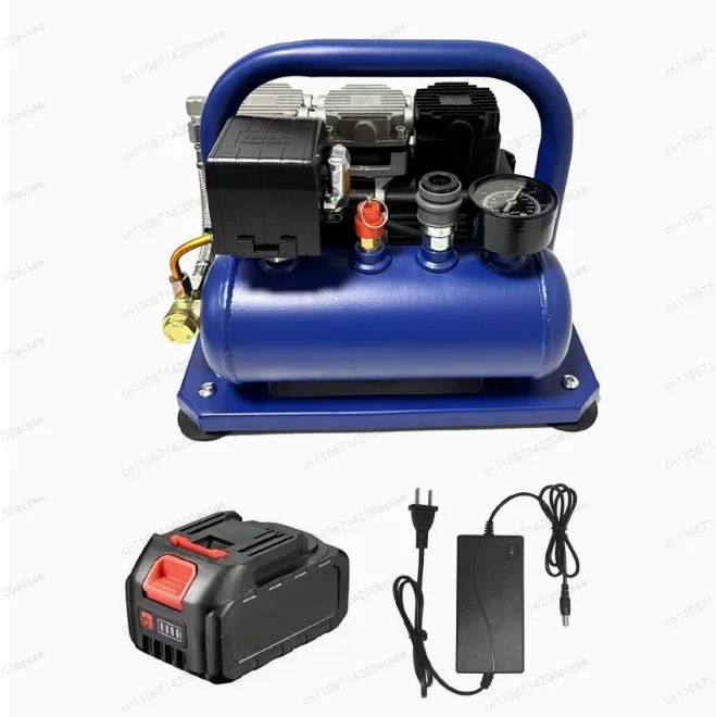 Dual Cylinder Oil-Free Brushless Silent Air Compressor, Portable Lithium Air Pump with 10-Cell Battery and 1 Charger