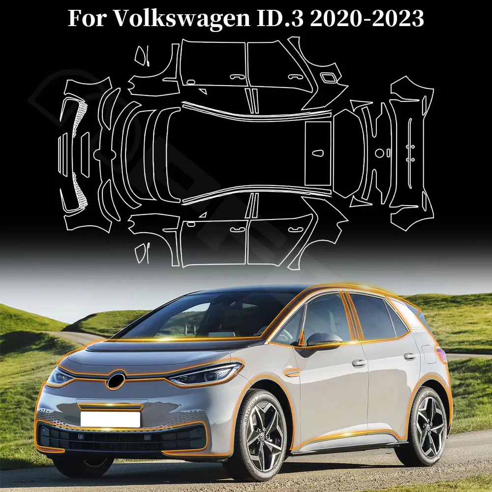 

PPF Paint Protection Film for Volkswagen VW ID.3 2020 2021 2022 2023 Precut Body Sticker Clear Bra TPU Transparent 9.5mil PPF