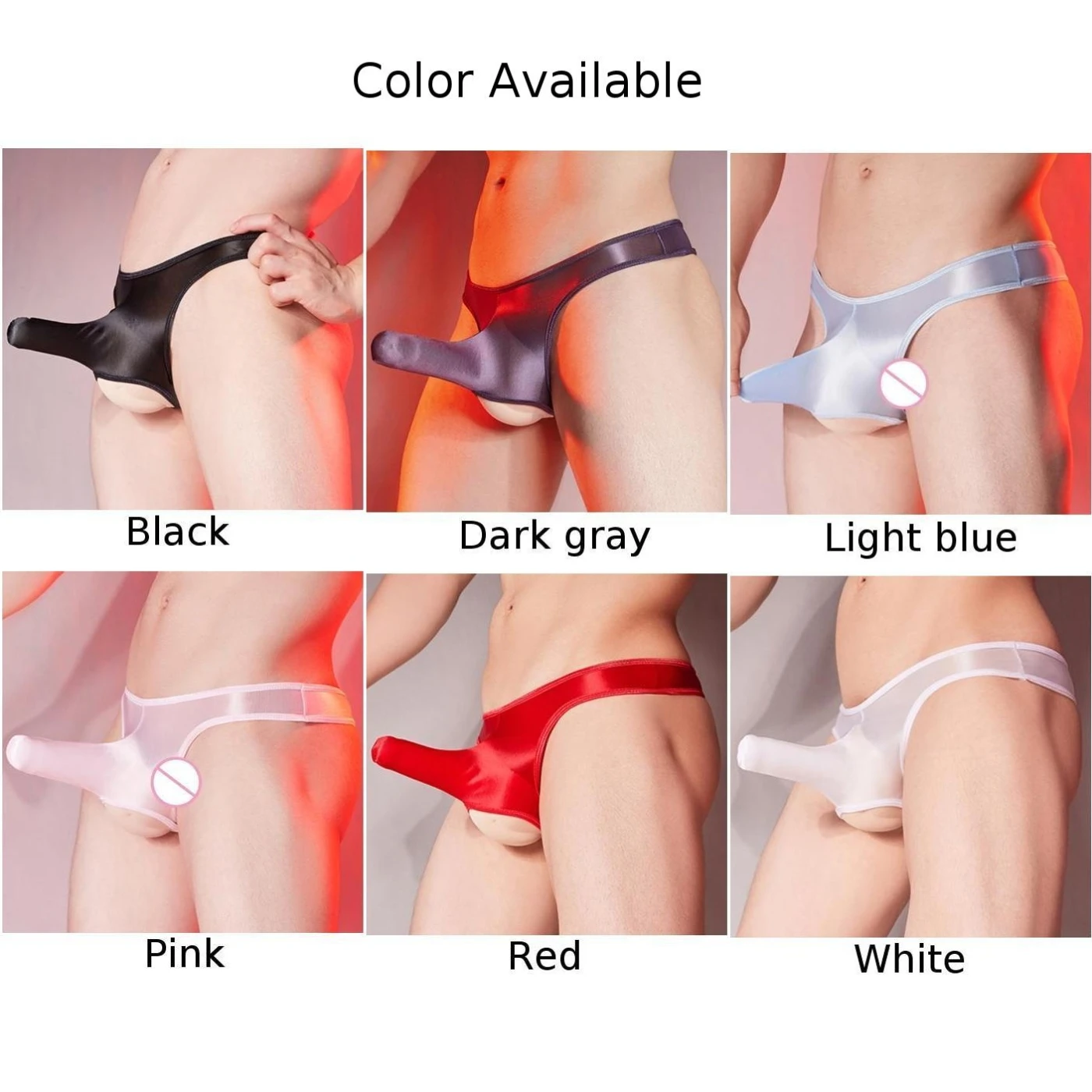 Sexy Men Oil Shiny Elephant Trunk Thong Low Rise Underwear Elastic Lingerie JJ Sheath Briefs Sissy Bulge Pouch Panties Underpant